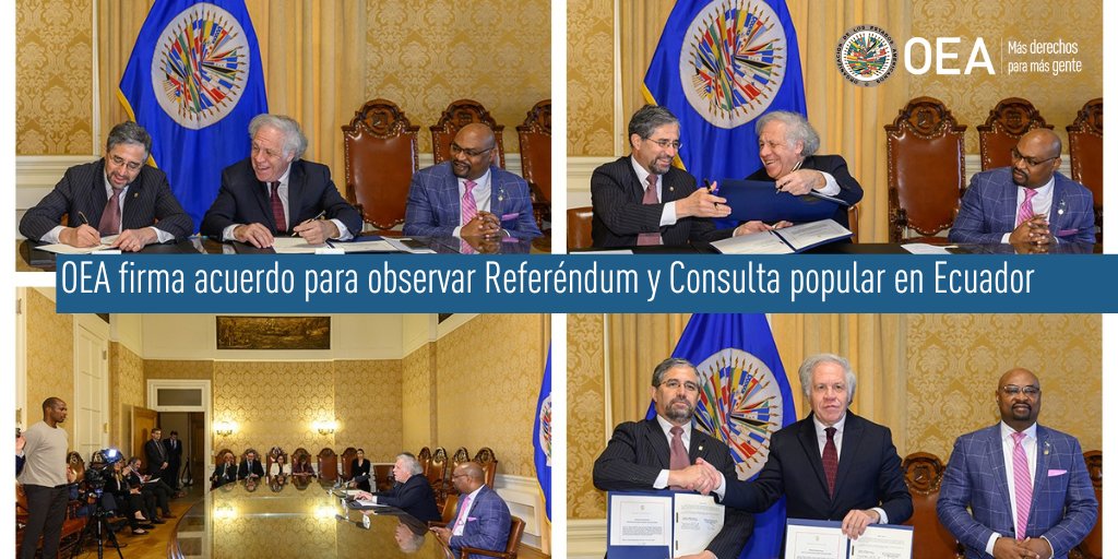 La OEA firma acuerdo con Ecuador para observar el referéndum y consulta popular del Gobierno de Noboa