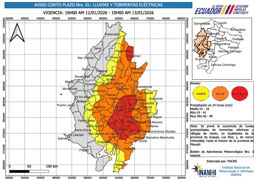 Alerta de lluvias intensas en Ecuador: Litoral y Sierra en riesgo
