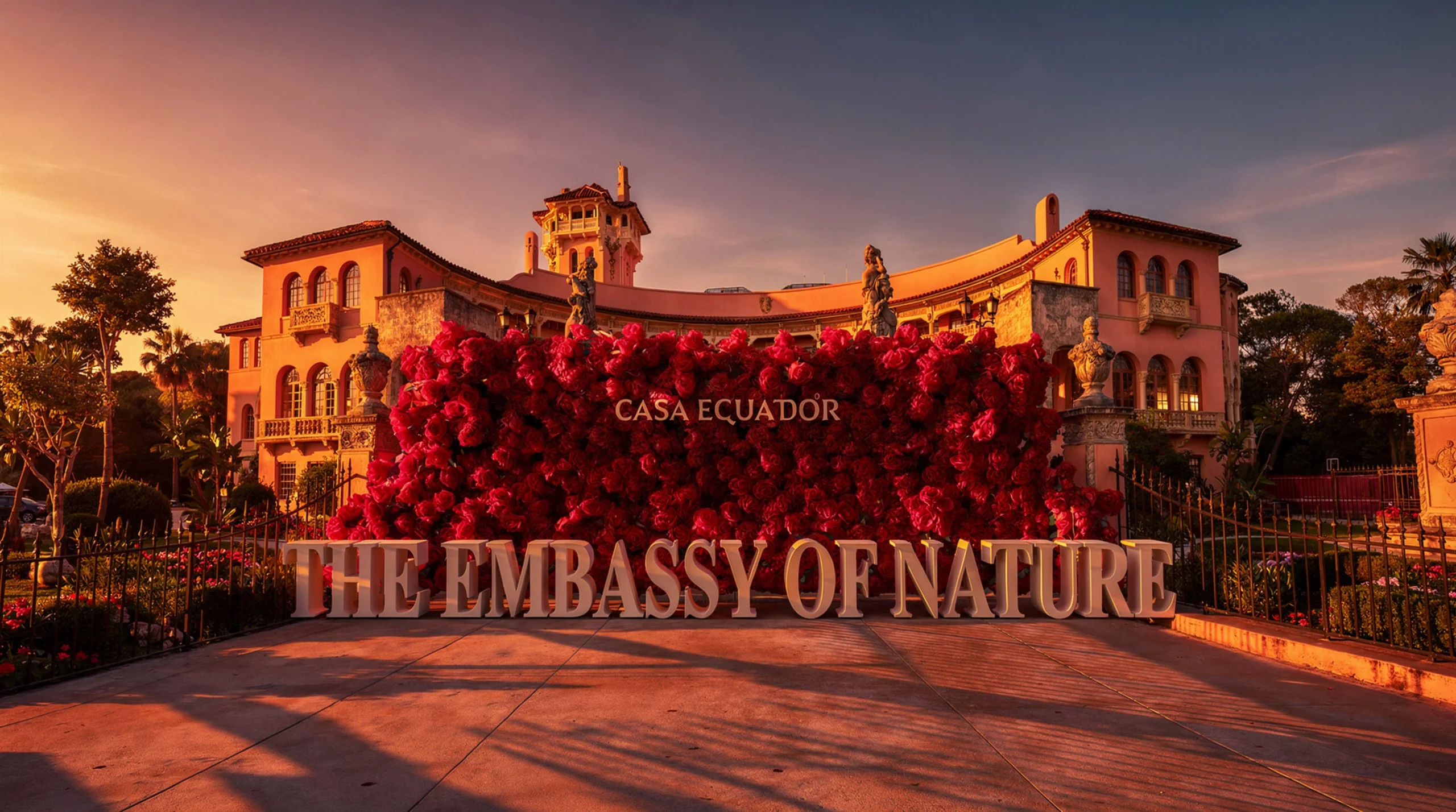 La gala contó con la presencia de miles de rosas andinas desplegadas por TEON (The Embassy of Nature) que impactaron a todos los asistentes en el icónico Mar-a-Lago.