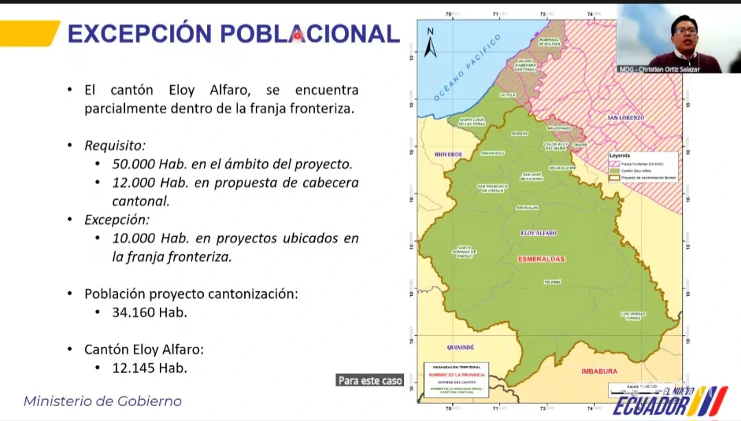 Gobierno justifica la creación del cantón Borbón en Esmeraldas con doce parroquias