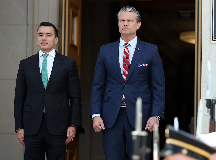 Pete Hegseth recibe a Daniel Noboa en el Pentágono